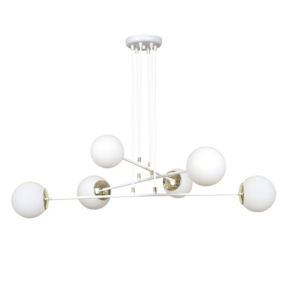 Pendelleuchte Weiß verstellbar Modern 6x E27 Wohnzimmer
