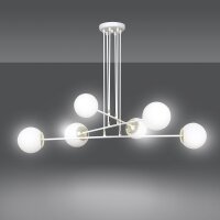 Pendelleuchte Weiß verstellbar Modern 6x E27...