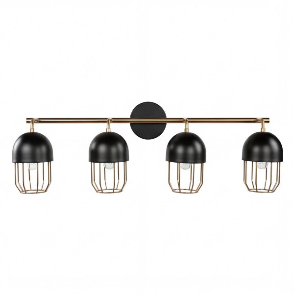 Wandlampe Schwarz Gold groß 4x E14 Metall Loft Design