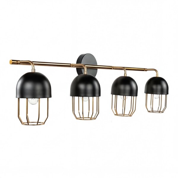Wandlampe Schwarz Gold groß 4x E14 Metall Loft Design