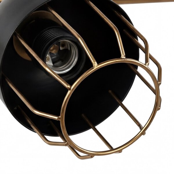Wandlampe Schwarz Gold groß 4x E14 Metall Loft Design