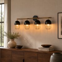 Wandlampe Schwarz Gold groß 4x E14 Metall Loft Design