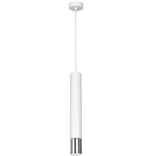 Hängelampe Weiß Chrom schmal 8 cm GU10 Metall