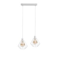 Pendelleuchte Weiß Metall 2-flammig L:50cm Retro