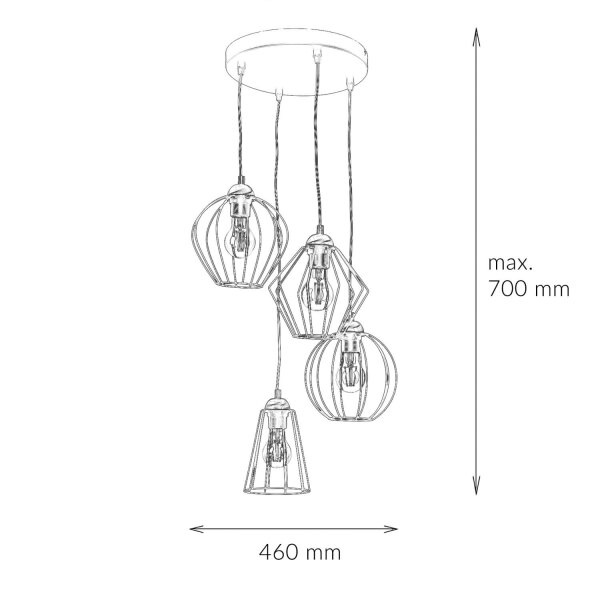 Geometrische Pendelleuchte Draht Gestell Schwarz