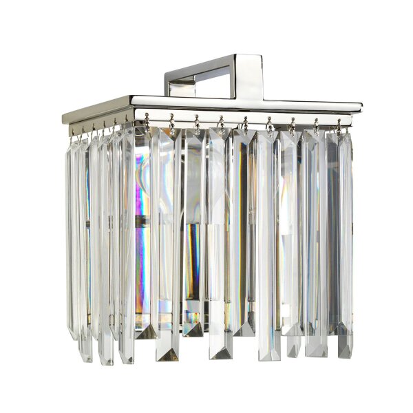 Wandleuchte Kristall Art Déco E27 in Nickel Klar E27