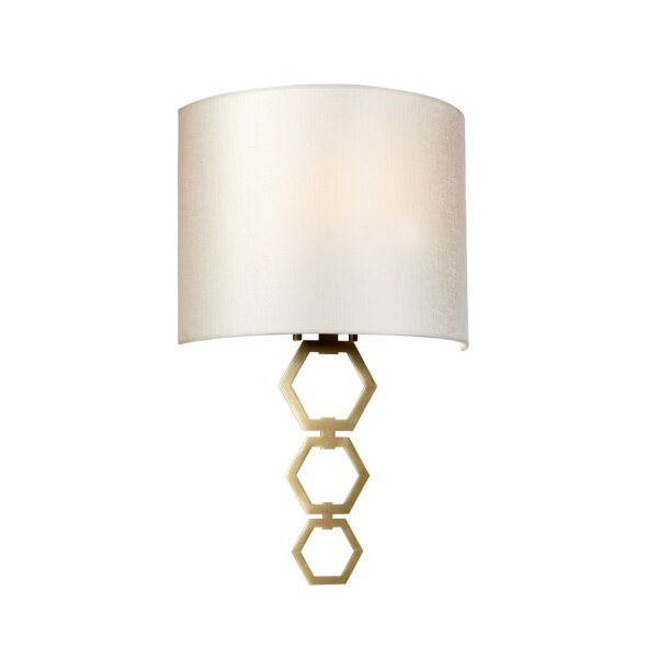 Wandlampe Stoff in Creme Messing antik schlicht E27