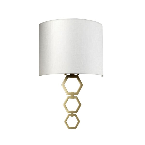 Wandlampe Stoff in Creme Messing antik schlicht E27