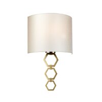 Wandlampe Stoff in Creme Messing antik schlicht E27