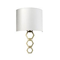 Wandlampe Stoff in Creme Messing antik schlicht E27
