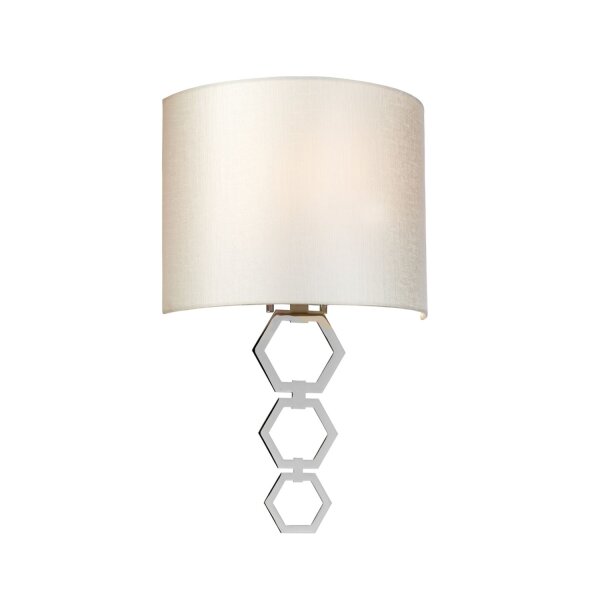 Wandleuchte Stoff Metall in Creme Chrom Modern TADES