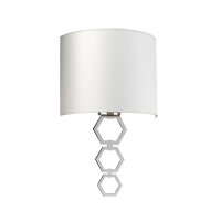 Wandleuchte Stoff Metall in Creme Chrom Modern TADES