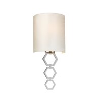 Wandlampe Stoff Schirm in Creme Chrom schmal E27