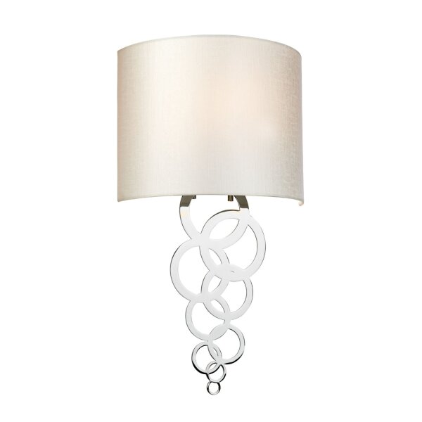 Wandlampe Up Down Creme Chrom Modern E27 Stoff Metall
