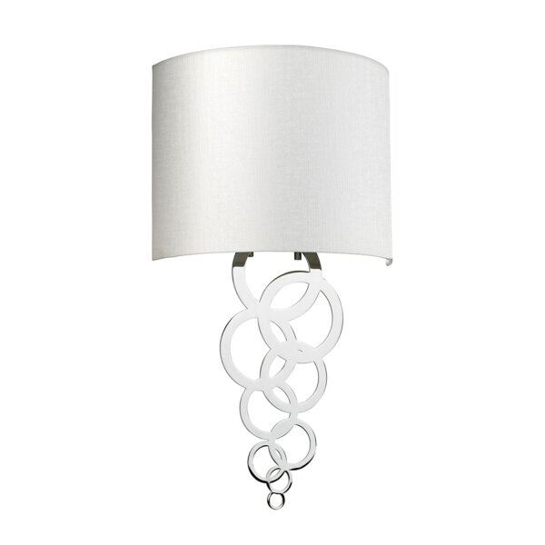 Wandlampe Up Down Creme Chrom Modern E27 Stoff Metall