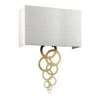 Wandleuchte Up Down in Creme Messing antik Stoff Metall