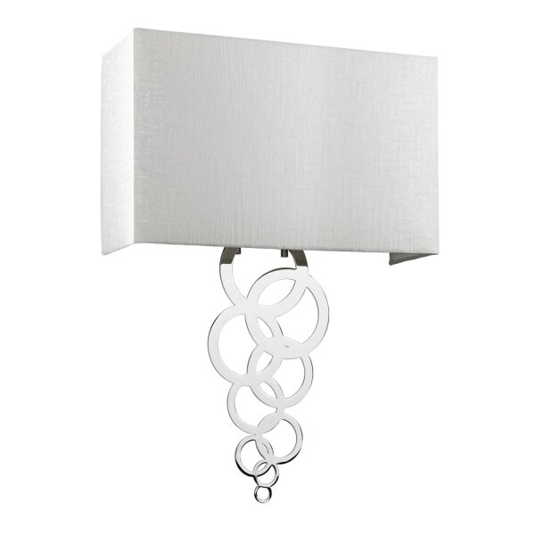 Wandlampe Stoff Metall in Creme Chrom Modern eckig
