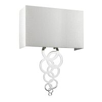 Wandlampe Stoff Metall in Creme Chrom Modern eckig