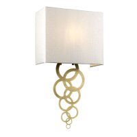 Wandlampe Creme Messing antik Up Down E27 Stoff Metall