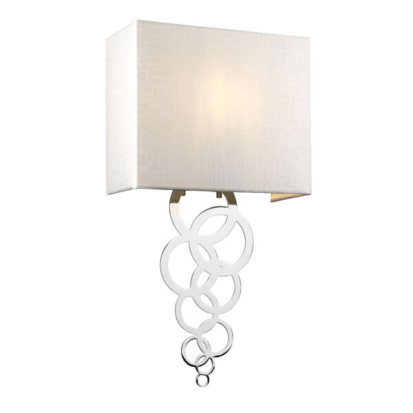 Wandlampe Up Down E27 Creme Chrom Stoff Metall