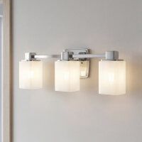 Badezimmerleuchte Wand 56 cm lang Chrom Weiß Spiegel