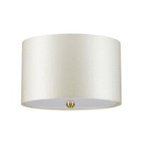 Deckenleuchte Stoff rund in Creme Messing antik