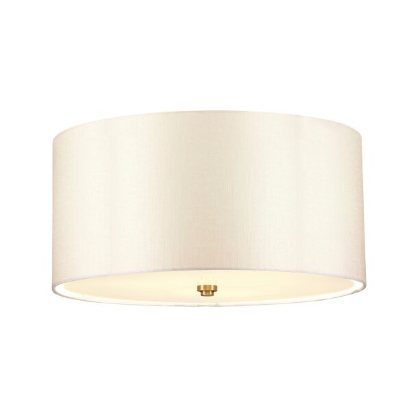 Deckenleuchte rund 46 cm Stoff in Creme Messing