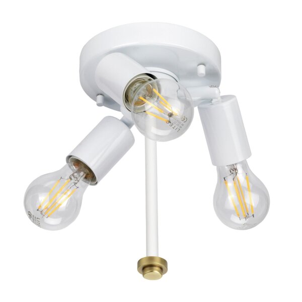 Deckenleuchte rund 46 cm Stoff in Creme Messing