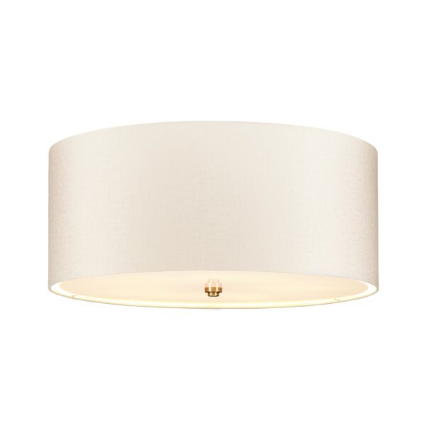 Deckenleuchte Stoff Schirm in Creme Messing rund Ø56cm