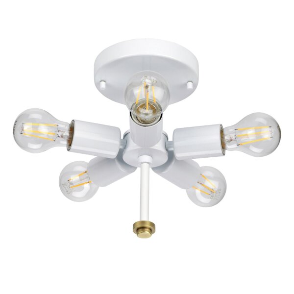 Deckenleuchte Stoff Schirm in Creme Messing rund Ø56cm