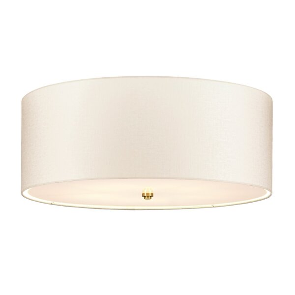 Deckenlampe groß rund 66 cm Stoff in Creme Messing