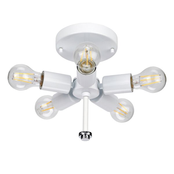 Deckenlampe Stoff Schirm in Creme Chrom rund 66 cm