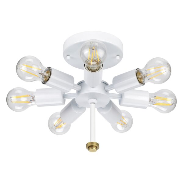 Deckenlampe Stoff Creme Messing rund VARINDA