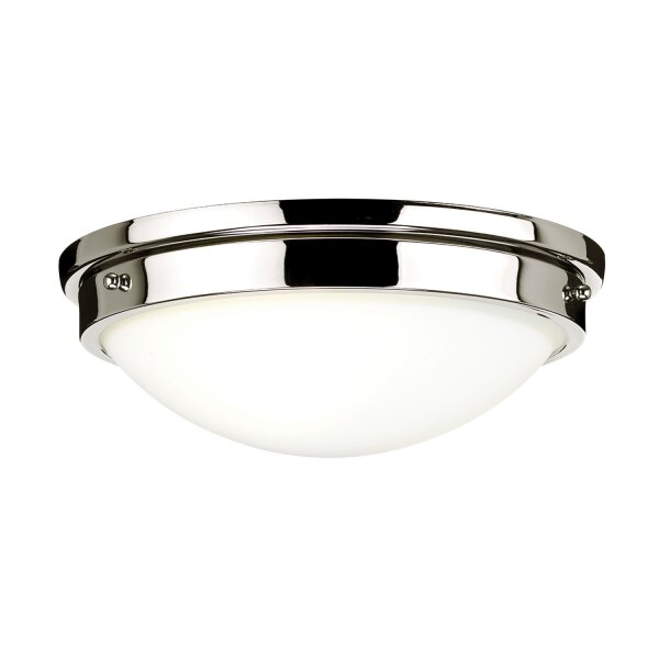 Badleuchte Decke rund 32 cm in Nickel Weiß blendarm