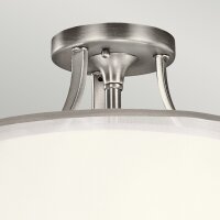 Deckenleuchte rund Weiß Zinn antik Glas Leinen Metall