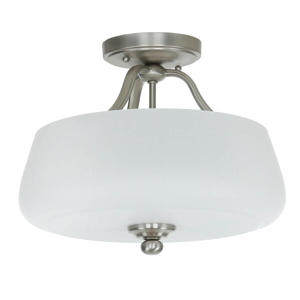 Deckenleuchte E27 Weiß Nickel Ø37cm Glas Metall