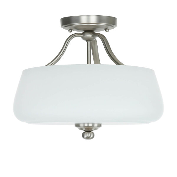 Deckenleuchte E27 Weiß Nickel Ø37cm Glas Metall