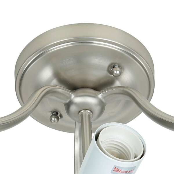 Deckenleuchte E27 Weiß Nickel Ø37cm Glas Metall
