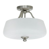 Deckenleuchte E27 Weiß Nickel Ø37cm Glas Metall