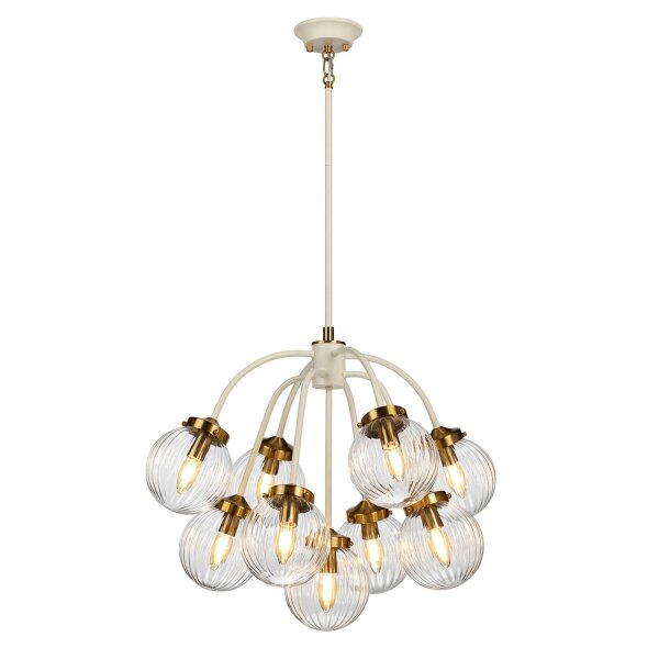 Hängelampe Kugel Schirm Glas Metall in Creme Messing