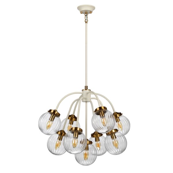 Hängelampe Kugel Schirm Glas Metall in Creme Messing