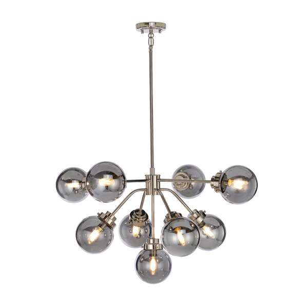 Hängelampe Grau Nickel 9x E14 Metall Glas LILINIA