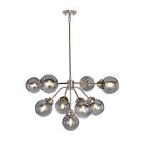 H&auml;ngelampe Grau Nickel 9x E14 Metall Glas LILINIA