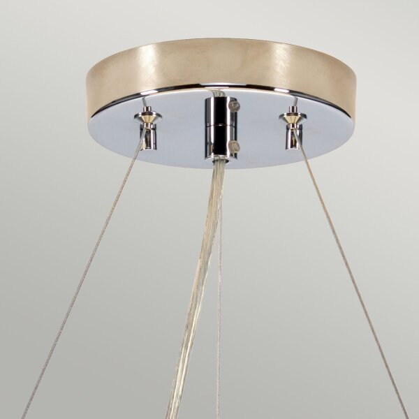 Hängelampe Stoff rund Ø36cm in Creme Chrom blendarm