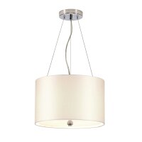 H&auml;ngelampe Stoff rund &Oslash;36cm in Creme Chrom blendarm