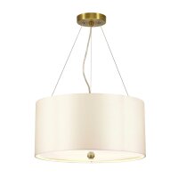 H&auml;ngelampe rund &Oslash;46cm Stoffschirm Creme Messing antik