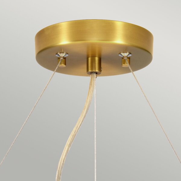 Hängelampe Stoff Schirm rund Ø59cm in Creme Messing