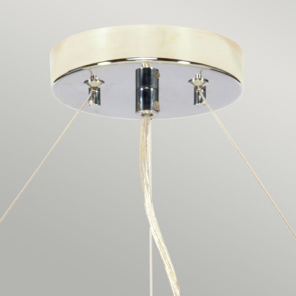 Hängelampe rund Ø66cm in Creme Chrom Stoffschirm