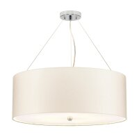 H&auml;ngelampe rund &Oslash;66cm in Creme Chrom Stoffschirm