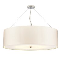 H&auml;ngeleuchte rund &Oslash;86cm Stoffschirm Creme Chrom NASIA